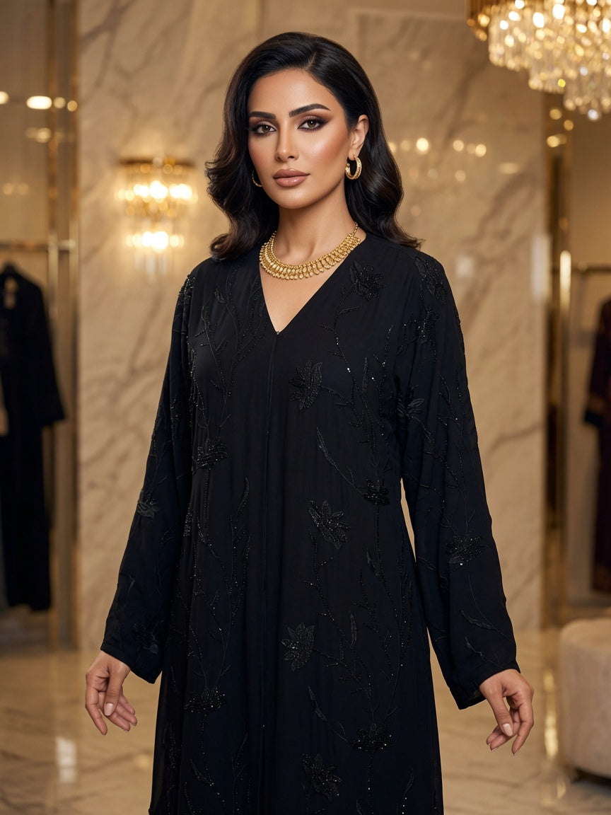 Crystal Double Chiffon Abaya