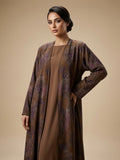 Bronze Paisley Pleated Crepe Abaya